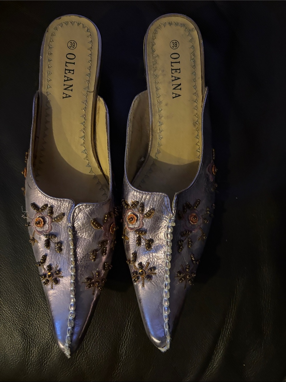 Oleana Lavender Embellished Pointed Mules